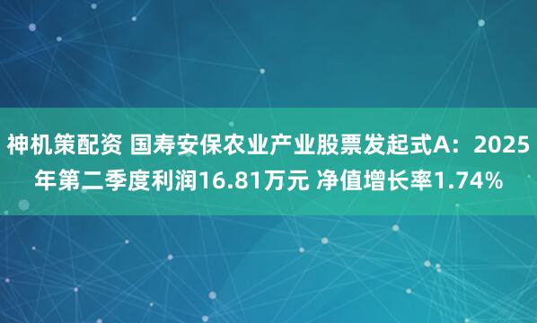 神机策配资 国寿安保农业产业股票发起式A：2025年第二季度利润16.81万元 净值增长率1.74%